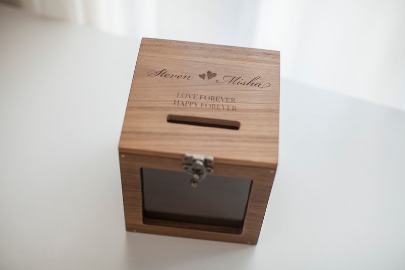 Gift jewelry storage laser engraving text pattern custom wooden box - according to actual demand content quote - Storage - Wood Brown