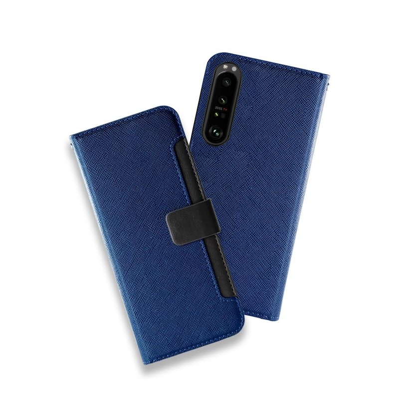 CASE SHOP SONY Xperia 1 IV 側掀站立式皮套-藍 - 手機殼/手機套 - 人造皮革 藍色