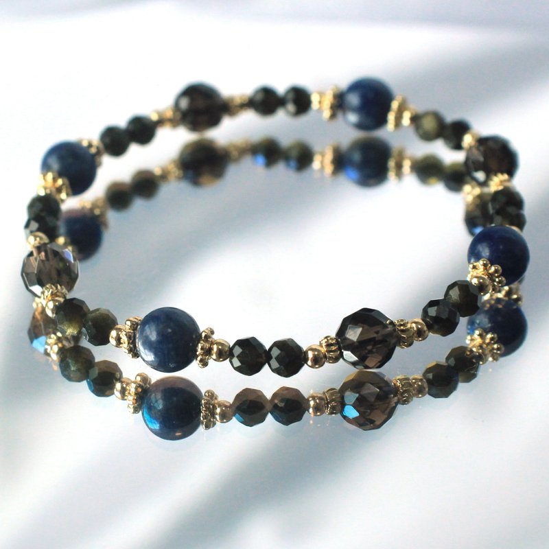 Blue Stone|citrine|gold Stone|ward off evil spirits|stabilize emotions|eliminate negative energy|crystal bracelet - Bracelets - Crystal Black