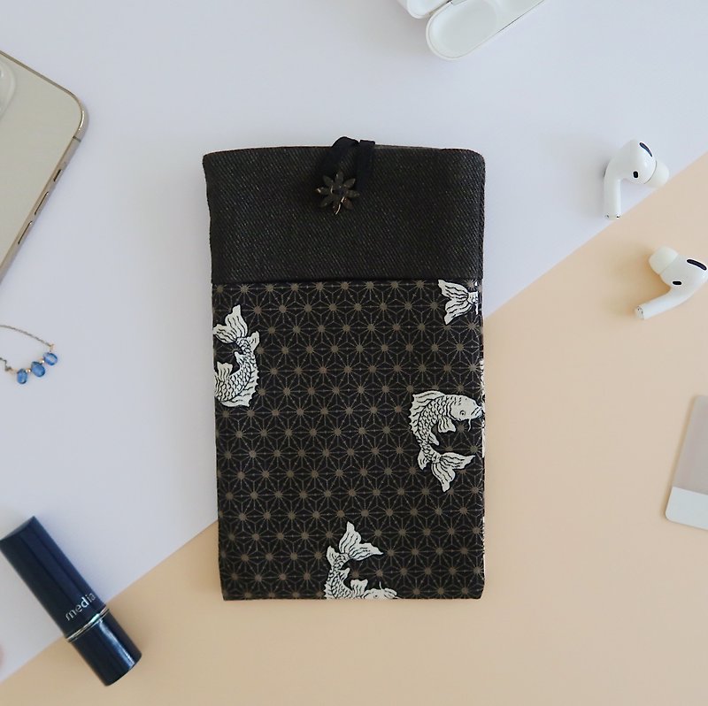 Douba design phone bag - Phone Cases - Cotton & Hemp Black