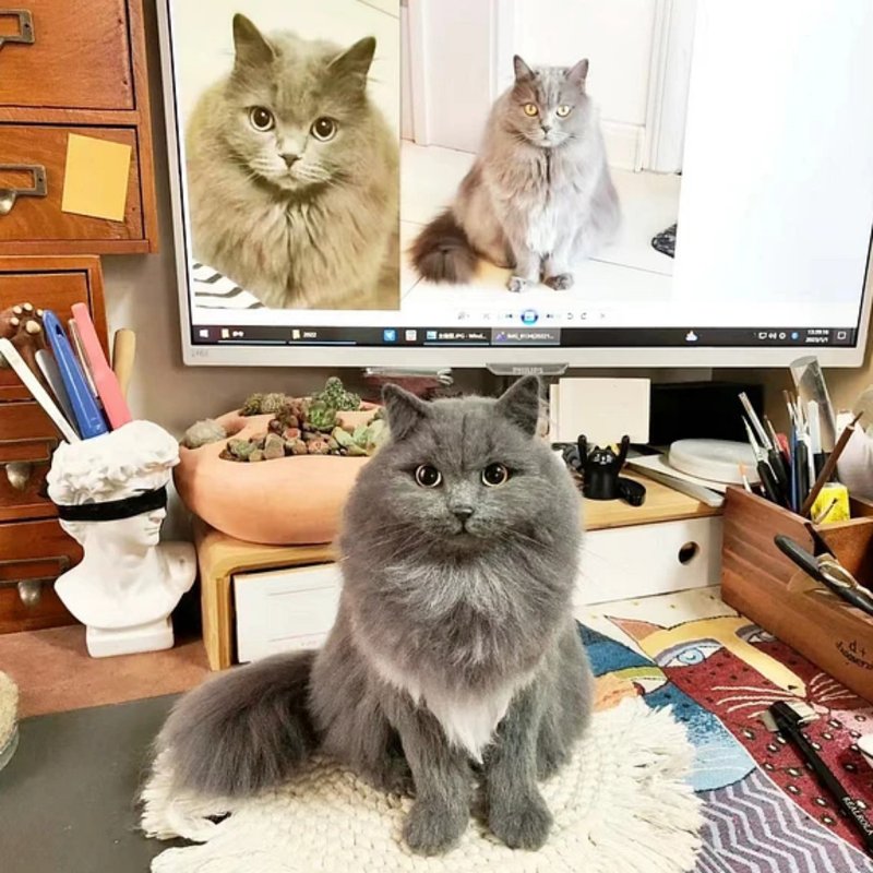 客製化逼真猫 羊毛氈 寵物 娃娃 定製 手工 狗狗猫咪 毛小孩 188 - 貓/狗玩具 - 羊毛 多色