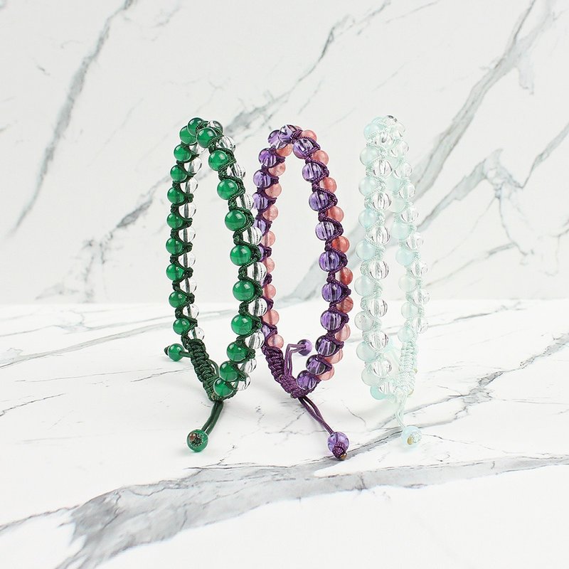 Designer handmade woven bracelet | Xiaoyuanman | 3 two-color options - Bracelets - Crystal Purple