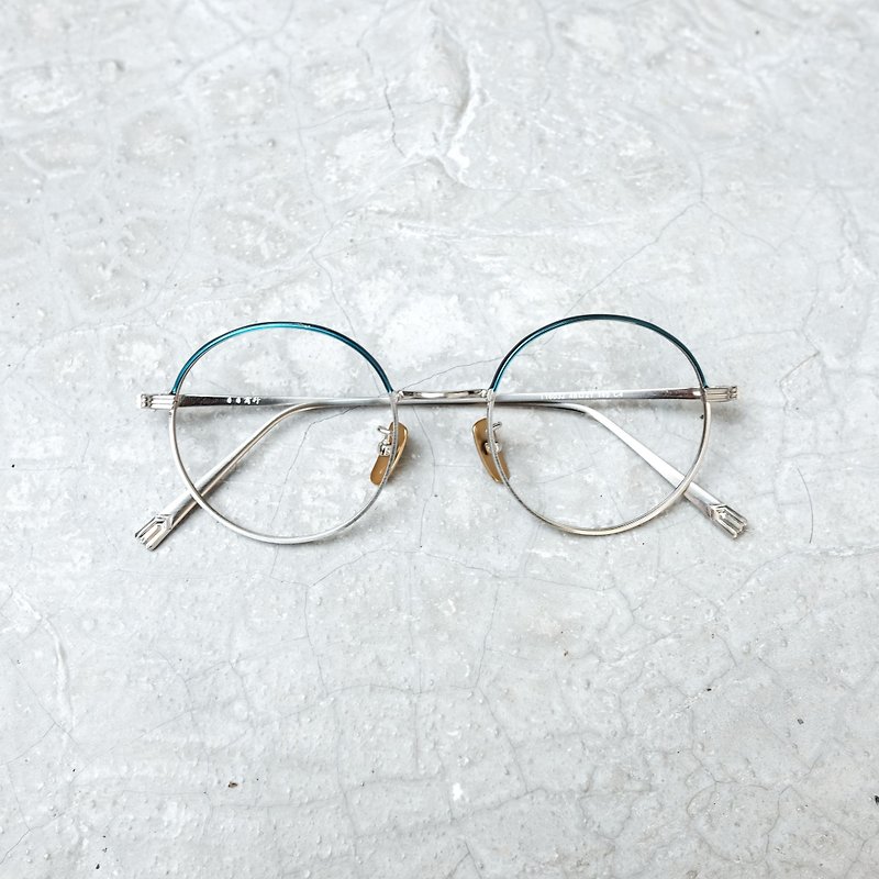 【目目商行】韓國 新款 復古特色復古圓框 鈦金屬 鈦鼻墊 藍銀色 - 眼鏡/眼鏡框 - 其他金屬 灰色