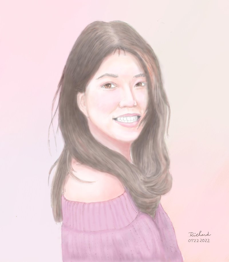 Customized portrait/Similar painting electronic file (please contact the designer before placing an order) - ภาพวาดบุคคล - วัสดุอื่นๆ 