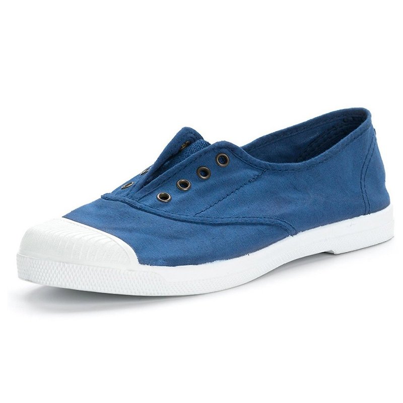 Spanish handmade canvas shoes / 102 four-hole classic / female models / navy blue - Men's Casual Shoes - Cotton & Hemp Blue