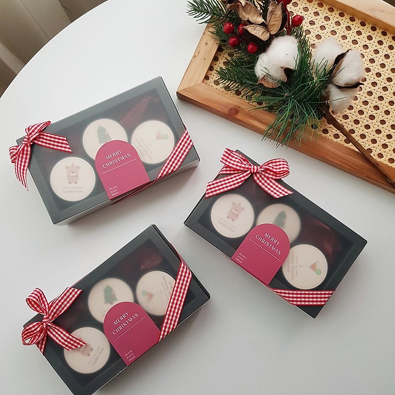 MIX LAB Christmas Fragrance Gift Box | Christmas Tree Vanilla Teddy Orange Blossom Special Candle Set of Three - เทียน/เชิงเทียน - ขี้ผึ้ง ขาว