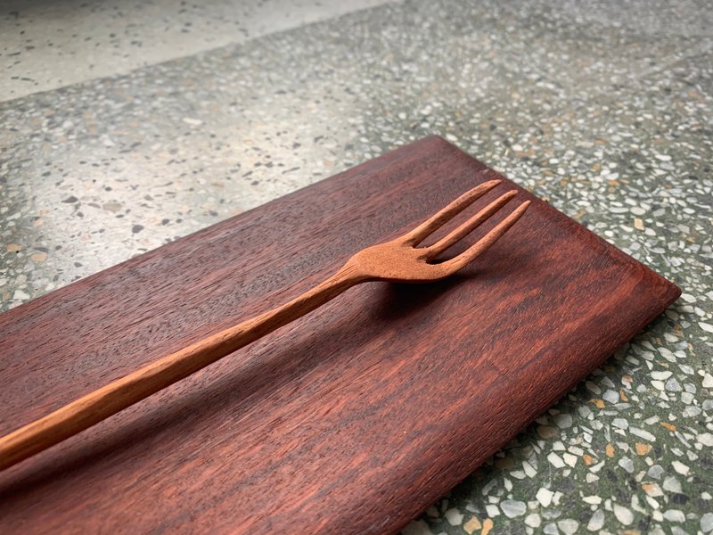 Woodcut round handle fork/wood fork - Cutlery & Flatware - Wood Brown