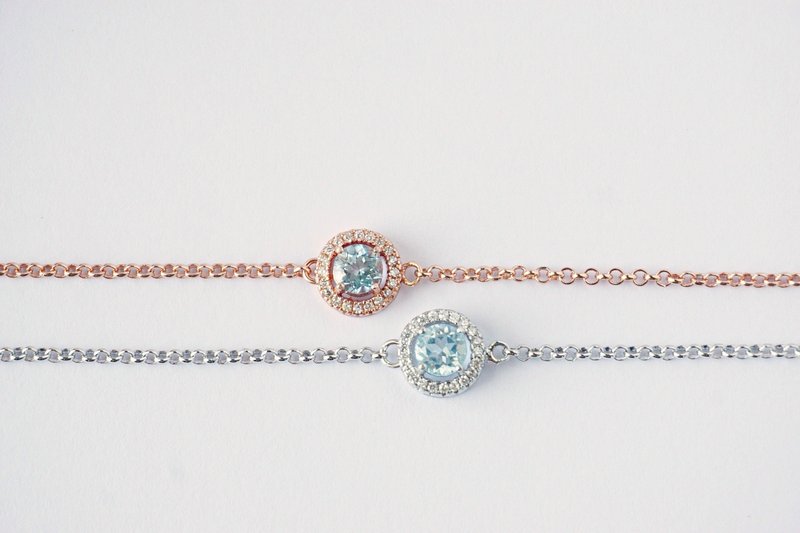 Natural Topaz Bracelet Sterling Silver 925 - 手鍊/手環 - 純銀 藍色
