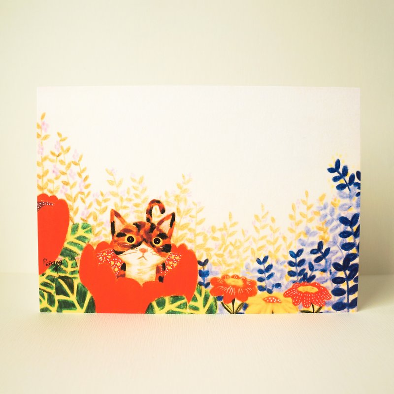 Postcard Christmas flower with baby cat - Cards & Postcards - Paper Multicolor