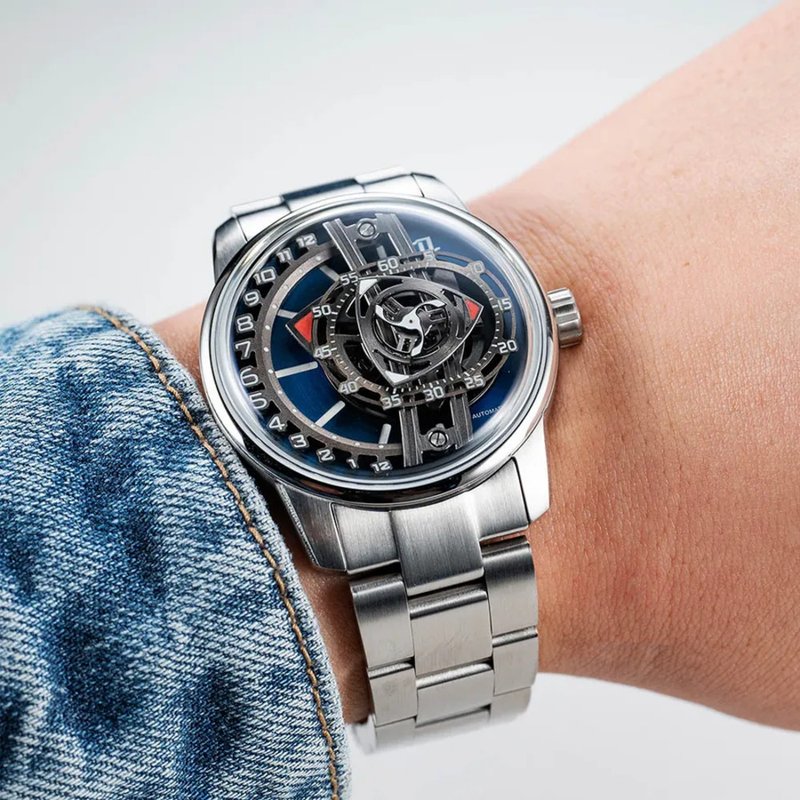 OBLVLO 歐弗洛  JM轉子系列腕表-海洋藍鋼帶 - 男錶/中性錶 - 碳纖維 藍色