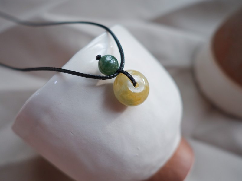 Caramel donut natural jade necklace・Myanmar jade・Coral jade・Natural stone - Necklaces - Jade 