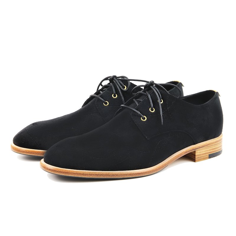 Derby shoes Edward M1170 Black Velvet - รองเท้าหนังผู้ชาย - ผ้าฝ้าย/ผ้าลินิน สีดำ