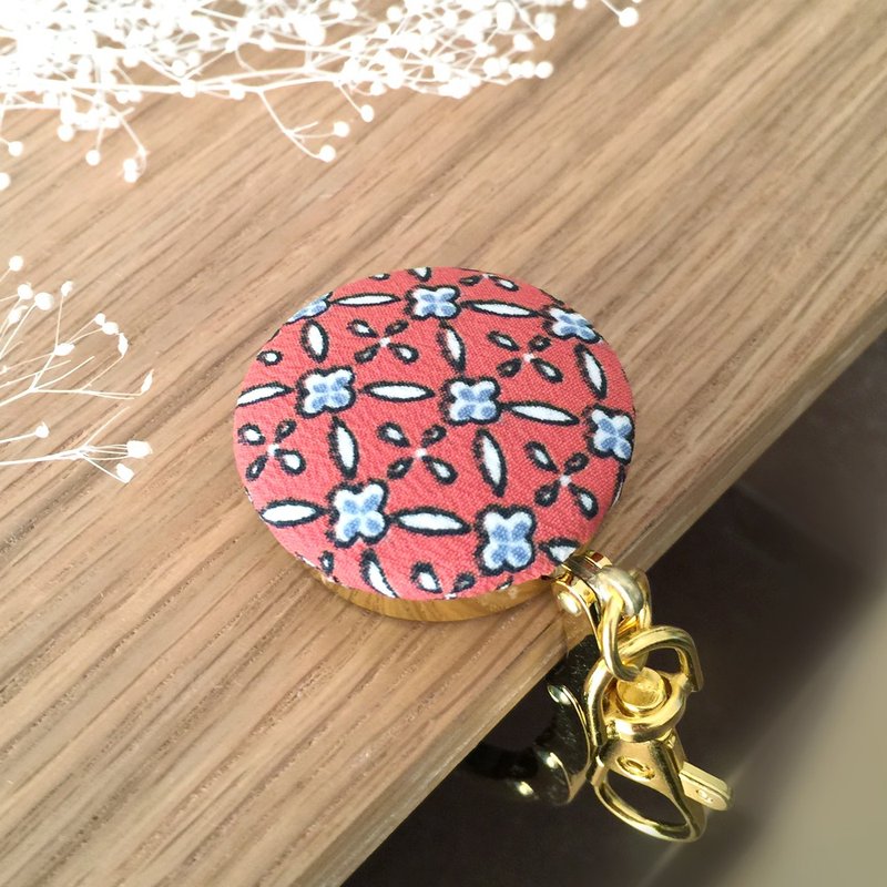 和文様バッグハンガー - 小花文様 - チャーム - 金属 ブラック