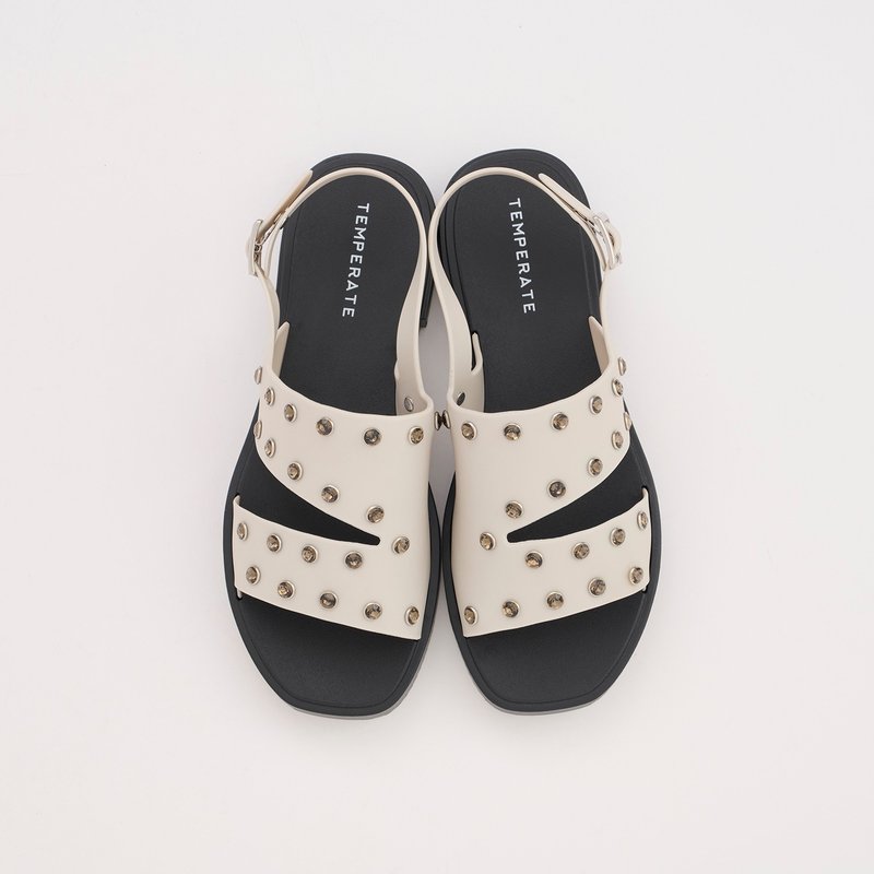 EMELDA (ASH)  PVC BIJOU STUDS SANDALS ビジュースタッズサンダル - 拖鞋 - 防水材質 灰色