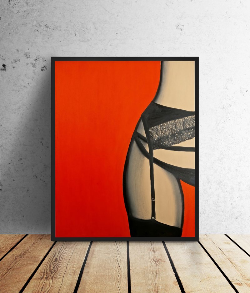 Female nudity wall art oil canvas - Wall Décor - Cotton & Hemp Red