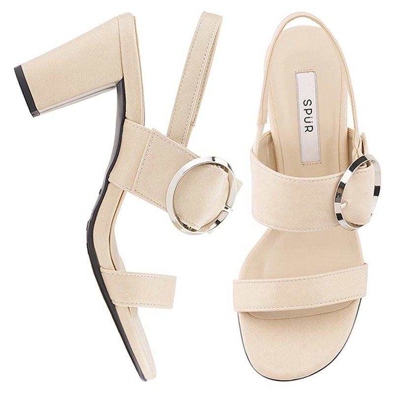 PRE-ORDER-SPUR Circle buckle belt MS7082 BEIGE - Sandals - Faux Leather 