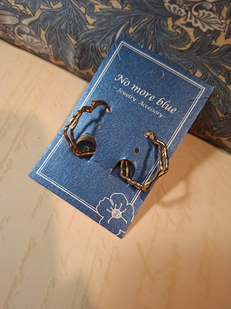 冬季枝椏古金耳圈 - 耳環/耳夾/耳骨夾 - 其他金屬 橘色