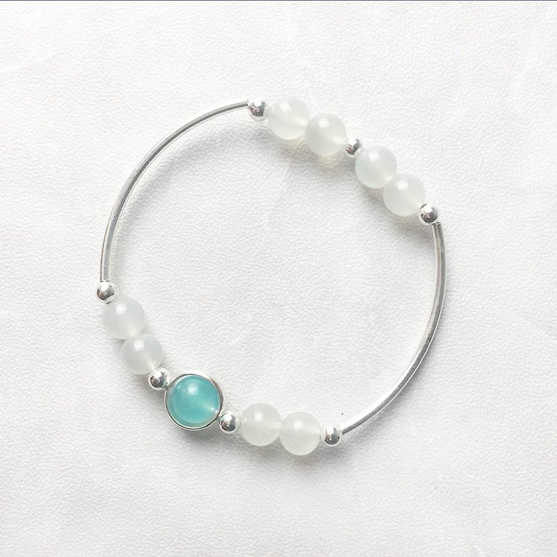 | Elbow Series | Moonlight Fairy Tianhe Stone White Moonlight (S925 sterling silver x bracelet x customized.) - สร้อยข้อมือ - เครื่องเพชรพลอย ขาว