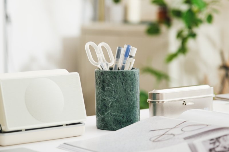 Marble pen holder/storage jar (Taiwan Stone) - Storage - Stone Green