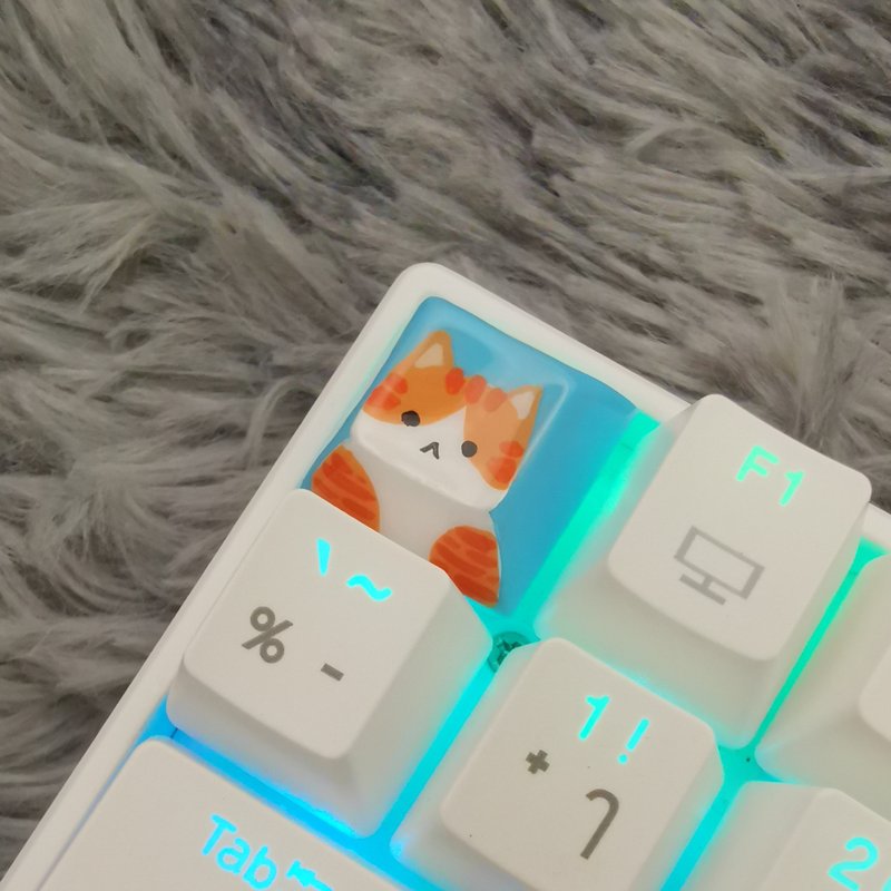 DSA Keycap ginger and white cat - 電腦配件 - 塑膠 藍色