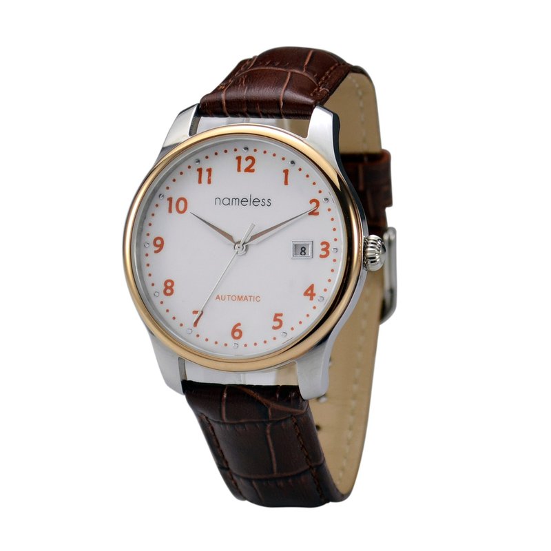 nameless 簡約自動上鍊機械錶(橙數字)- 全球免運 - 男裝錶/中性錶 - 不鏽鋼 橘色