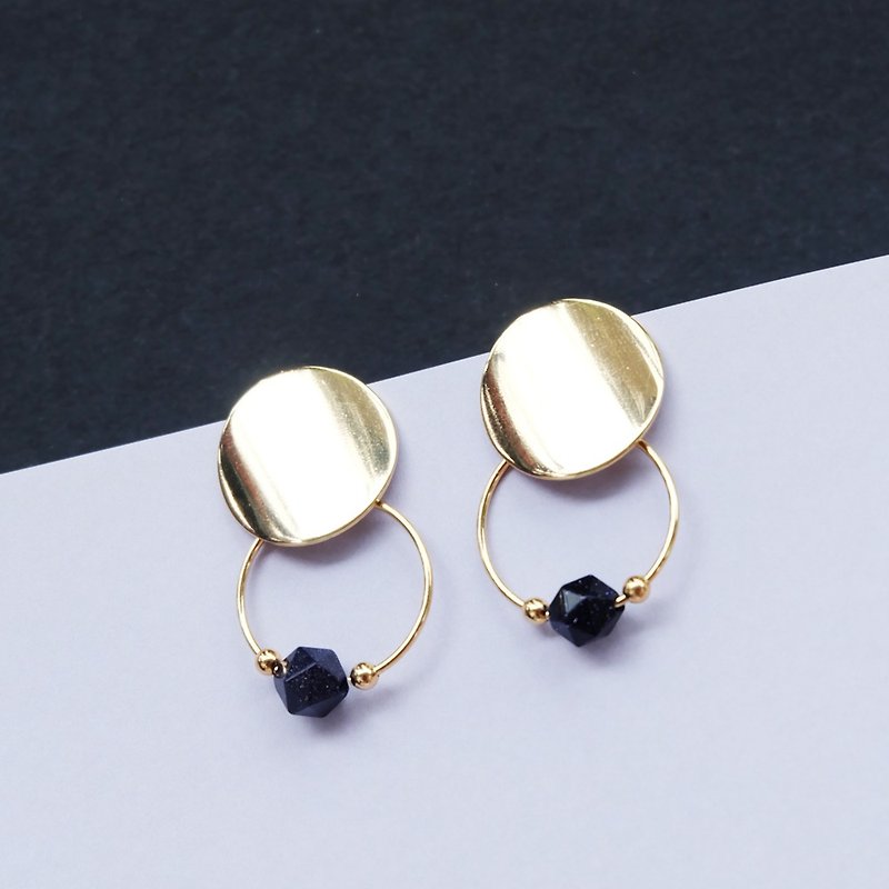 Comet Blue Sand 18k Gold Plated Thick Gold Personality Design Earrings - ต่างหู - ทองแดงทองเหลือง สีทอง