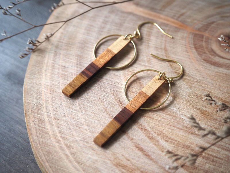 Handmade four-color wooden earrings-arrangement 2 - Earrings & Clip-ons - Wood 
