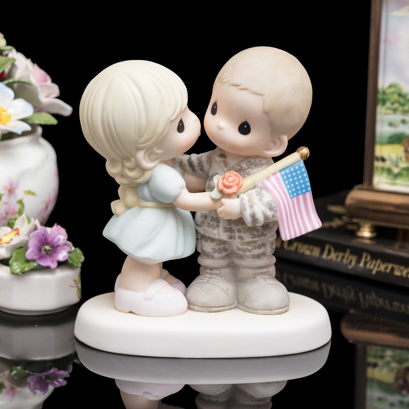 Precious Moments 2008 Couple Lover Ceramic Doll Porcelain Doll My Soldier My Hero - Stuffed Dolls & Figurines - Porcelain 