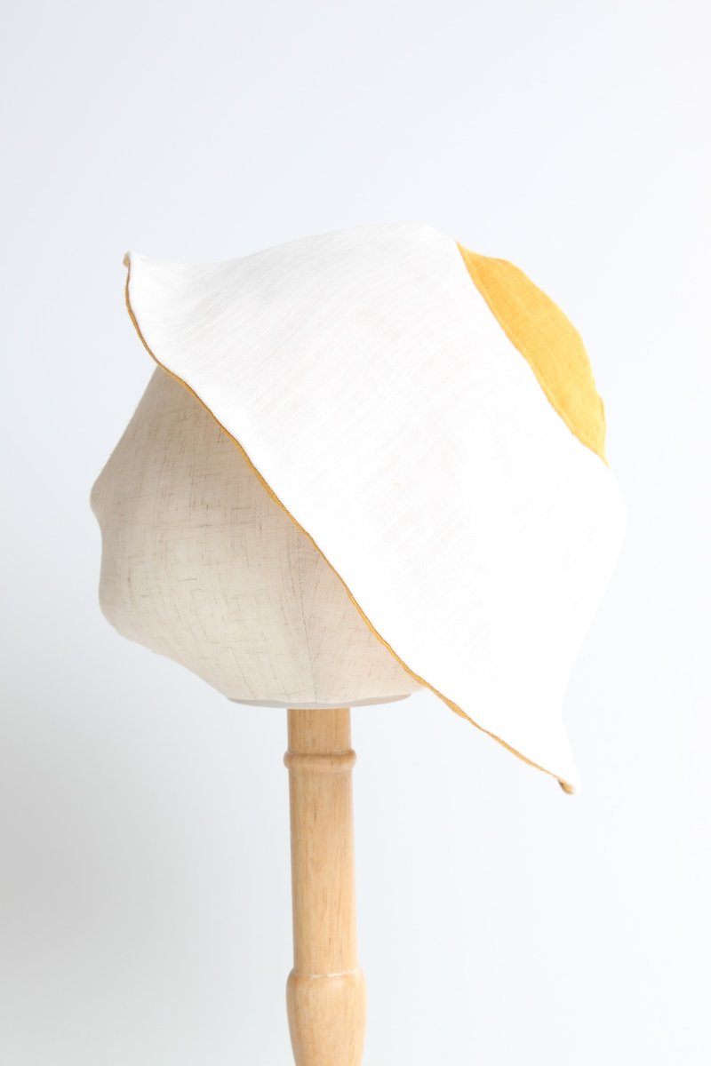 大人のシリーズ。Bonbies手作りの帽子かわいい日本のコットンソリッドカラー両面ダブルガーゼ。卵の太陽の帽子 - 帽子 - コットン・麻 ホワイト