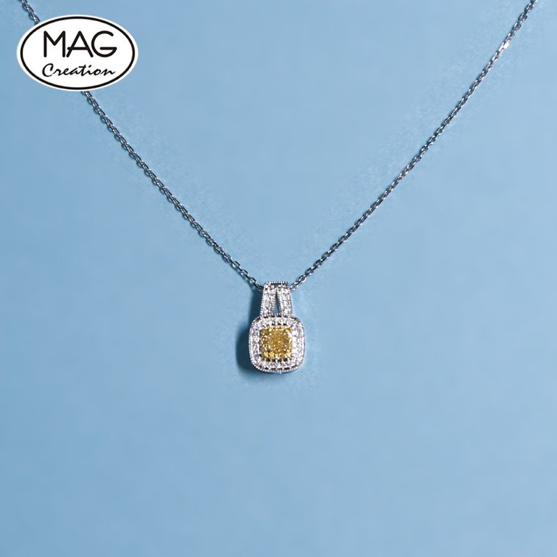 Yellow Diamond Series | 18K White Gold Diamond Handbag Pendant Necklace - Necklaces - Precious Metals 