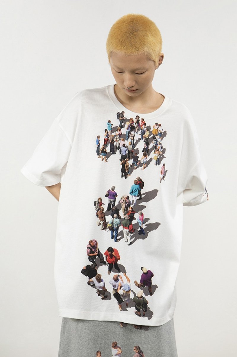 Crowds Tee 社恐T恤 (人群趣味印花) - 帽T/大學T - 其他材質 白色