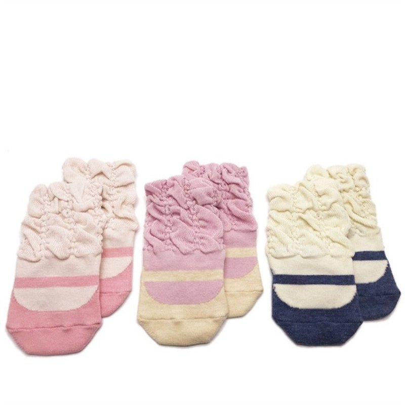日本Knock Knock 泡泡止滑兒童襪3入組 寶寶襪 日本製 - 其他 - 棉．麻 粉紅色