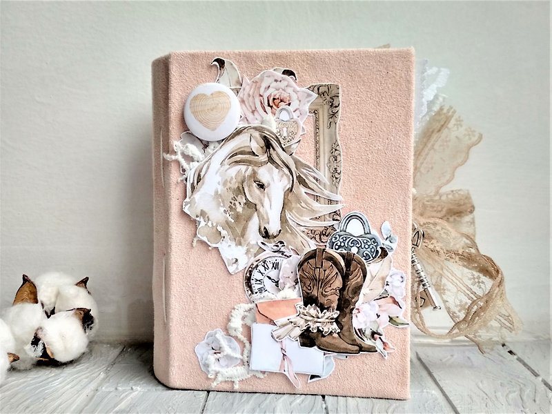 Country junk journal for sale Flowers thick junk book vintage Garden notebook - Notebooks & Journals - Paper Pink