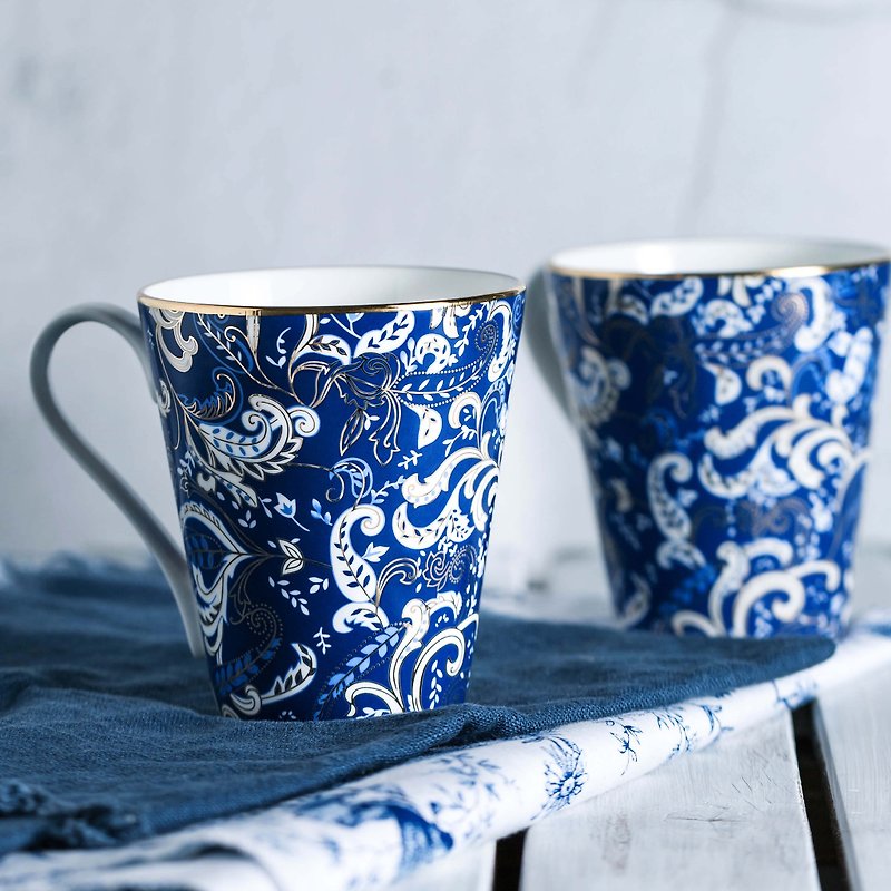 All blue bone china mug - แก้วมัค/แก้วกาแฟ - เครื่องลายคราม 
