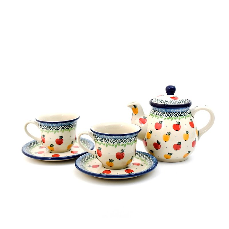 Polish handmade clay pot set (1 pot 2 cups set) - Teapots & Teacups - Pottery 