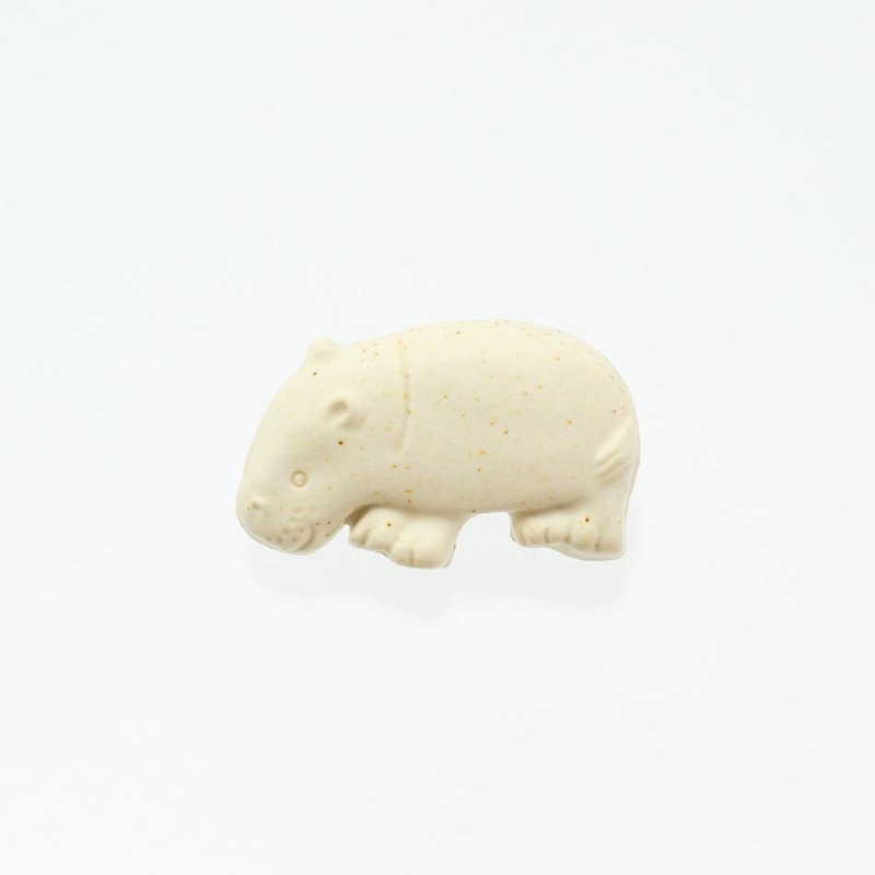 ceramics brooch hippopotamus off white - Brooches - Pottery White
