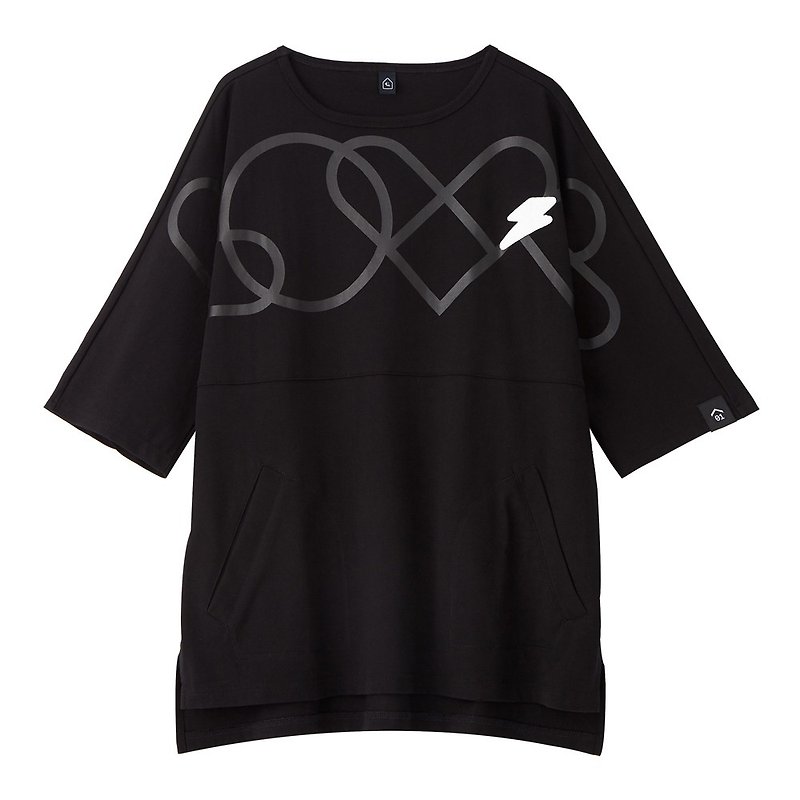 LOVE / wide stitching top - เสื้อฮู้ด - ผ้าฝ้าย/ผ้าลินิน สีดำ
