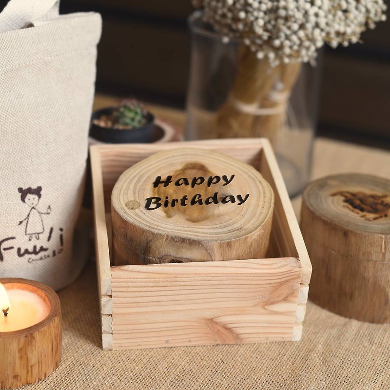 [Customized Graduation Gift] 200ml Citrus Lemon Handmade Scented Candle Log Soybean Fragrance Wax - Candles & Candle Holders - Wood Brown
