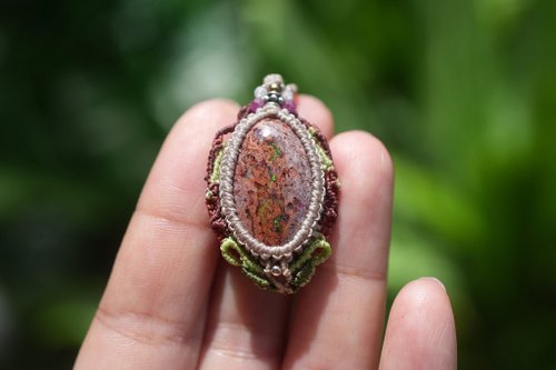 キノコの森 カンテラオパール マクラメネックレス2112 - ショップ