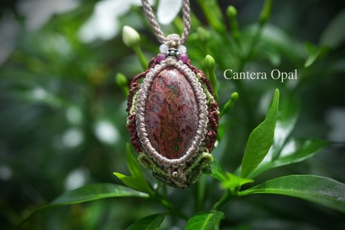 キノコの森 カンテラオパール マクラメネックレス2112 - ショップ