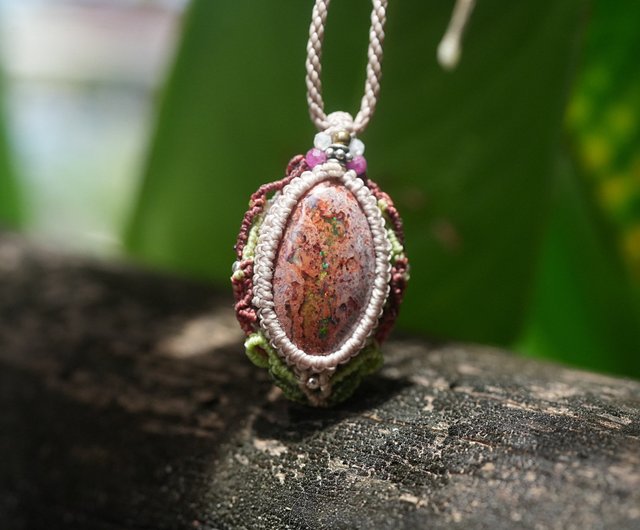 キノコの森 カンテラオパール マクラメネックレス2112 - ショップ