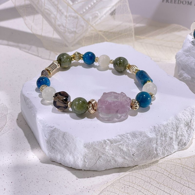 Dragon Turtle Blessing Stone| Tsavorite | Blue Phosphorus | Blue Moonlight | Citrine | Crystal Bracelet A2415-3 - Bracelets - Crystal Multicolor