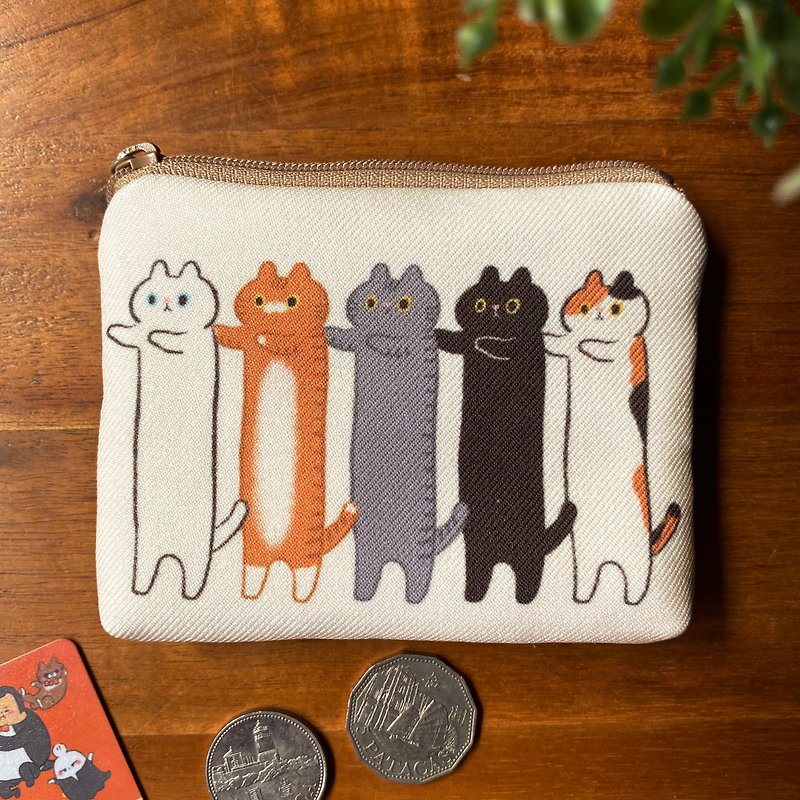 【貓咪系列】零錢包 - 直條貓 - 零錢包/小錢包 - 聚酯纖維 卡其色