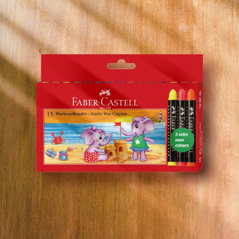 Faber-Castell 長鼻象粗芯蠟筆15色(原廠正貨) (12色+3支螢光色) - 其他 - 其他材質 多色