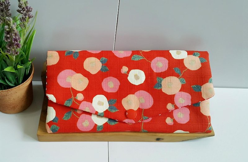 Mask storage bag red envelope bag passbook cash storage bag (Japanese cloth) - กระเป๋าเครื่องสำอาง - ผ้าฝ้าย/ผ้าลินิน 