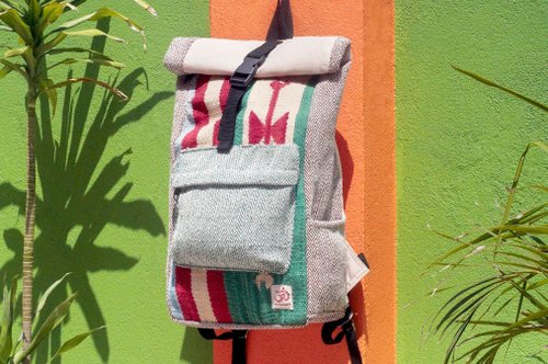 ハンドメイドコットンとリネンのステッチデザインのバックパック/ショルダーバッグ/エスニック登山バッグ/パッチワークバッグ - カーペットエスニックトーテム