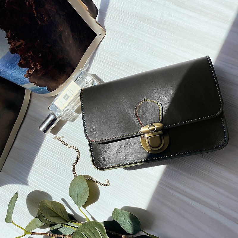 Erica Plain Square Bag - Messenger Bags & Sling Bags - Genuine Leather Black