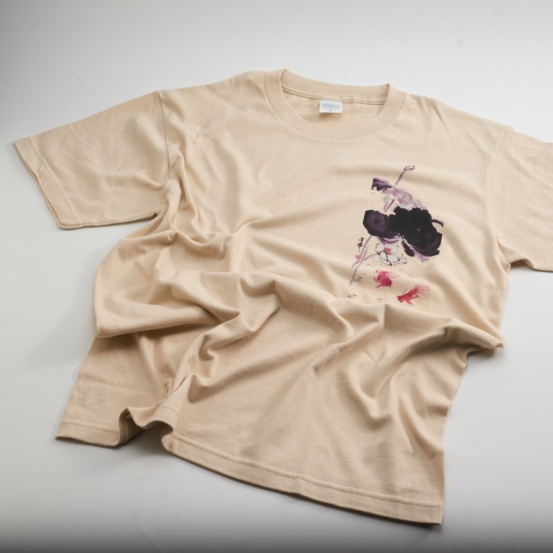 T-shirt 荷花 (奶茶) - 女 T 恤 - 棉．麻 卡其色