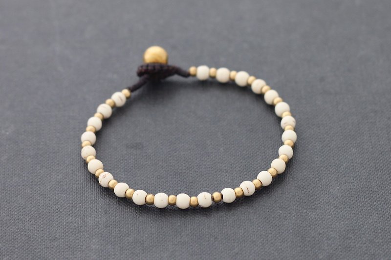 White Turquoise Brass Basic Bracelets - สร้อยข้อมือ - หิน ขาว