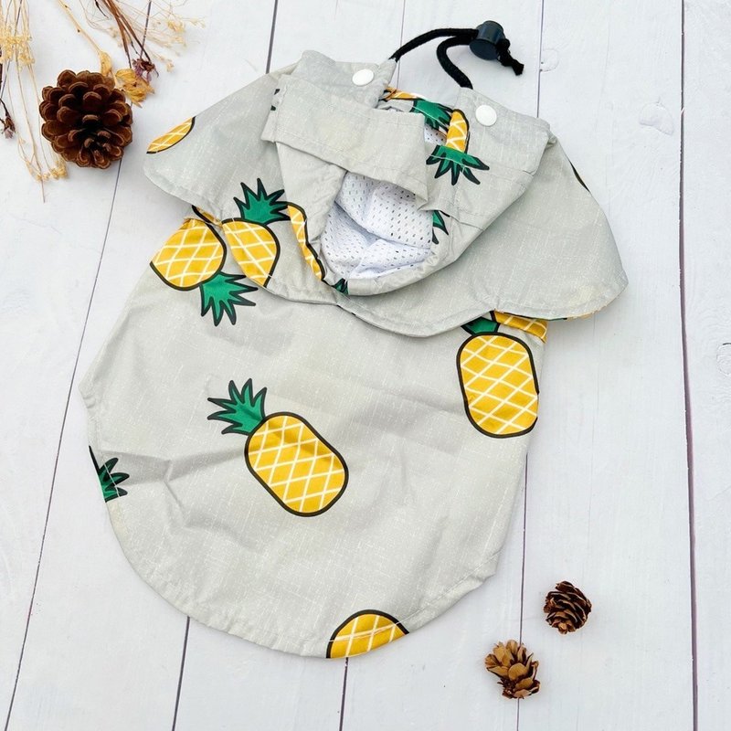 Gray pineapple three-piece flower raincoat XS/M/BS - ชุดสัตว์เลี้ยง - วัสดุอื่นๆ 